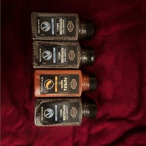 Spice Jars Set with ground paprika and whole peppercorns